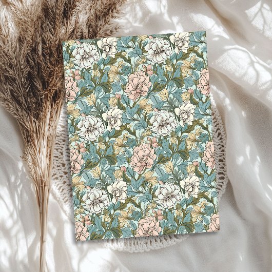 William Morris inspirierte blass pinkfarbenes Blau Seidenpapier