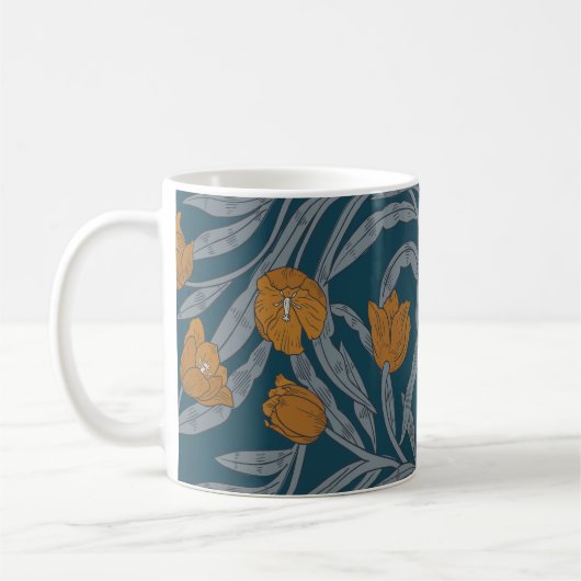 William Morris Inspirierte Dark Floral Pattern Kaffeetasse (Links)