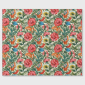 William Morris inspirierte farbenfrohe, lebendige  Geschenkpapier (Flach)
