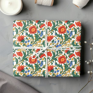 William Morris inspirierte farbenfrohe, lebendige  Geschenkpapier