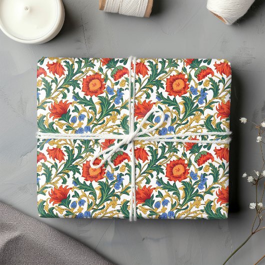 William Morris inspirierte farbenfrohe, lebendige  Geschenkpapier