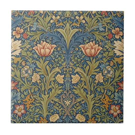 William Morris inspirierte florale Keramikfliese (Vorderseite)