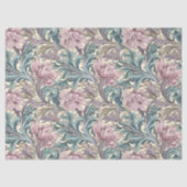 William Morris inspirierte helles lila Pastellgrün Seidenpapier (Vorderseite)