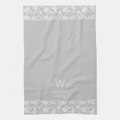 William Morris inspirierte hellgraue Blumenmuster- Geschirrtuch (Vertikal)