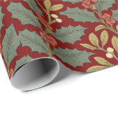 William Morris Inspirierte Holly & Mistletoe Geschenkpapier (Rolleneckpunkt)