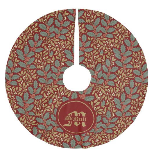 William Morris Inspirierte Holly & Mistletoe Polyester Weihnachtsbaumdecke (Vorderseite)