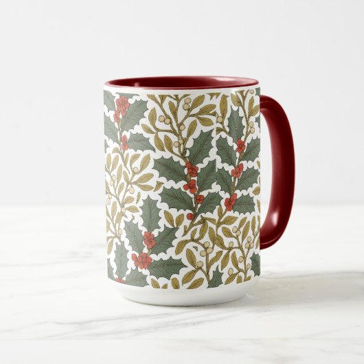 William Morris Inspirierte Holly & Mistletoe Tasse (VorderseiteRechts)
