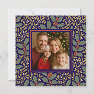 William Morris inspirierte Holly Square-Foto Feiertagskarte