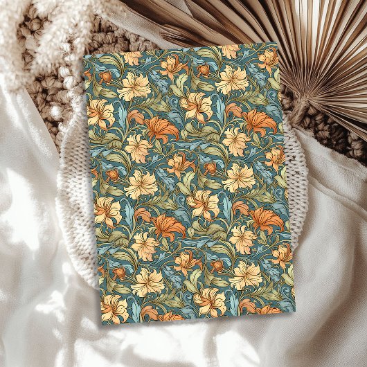 William Morris inspirierte Kupferorange-Salbei Seidenpapier