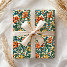 William Morris inspirierte Kupferpastellgelb Geschenkpapier