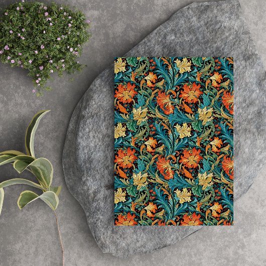 William Morris inspirierte Kupferpastellgelb Seidenpapier