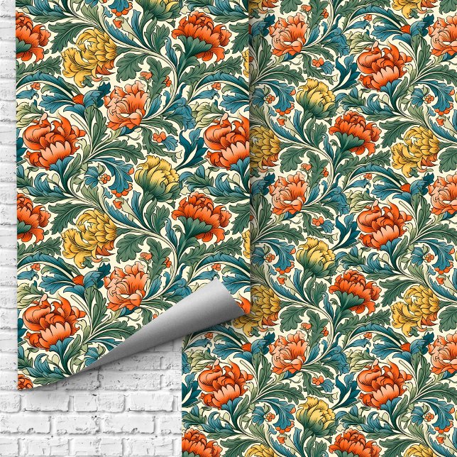 William Morris inspirierte Kupferpastellgrün Tapete (William Morris inspired copper pastel green blue Wallpaper)