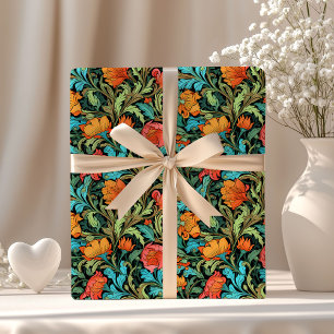 William Morris inspirierte lebendige, farbenfrohe  Geschenkpapier