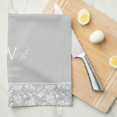 William Morris Inspirierte Light Gray Floral Custo Geschirrtuch (Viertel Falte)