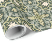 William Morris inspirierte pastellgrün geometrisch Geschenkpapier (Rolleneckpunkt)