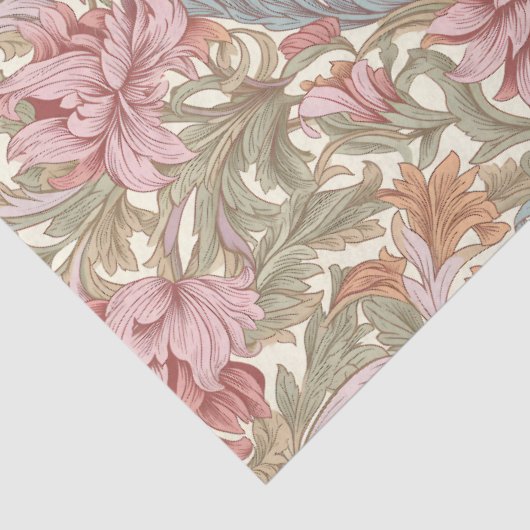William Morris inspirierte Rosa-Blau Seidenpapier (Detail)
