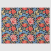 William Morris inspirierte Rosa-Blau-Wein Seidenpapier (Vorderseite)