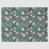 William Morris inspirierte Rosa-Gelb-Blüten Seidenpapier (Vorderseite)