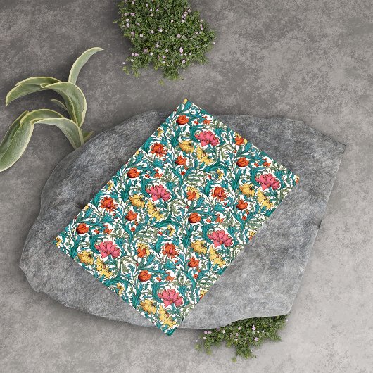 William Morris inspirierte rosa gelbes Kupfer Seidenpapier