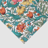 William Morris inspirierte rosa gelbes Kupfer Seidenpapier (Detail)