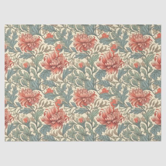 William Morris inspirierte Rosa Seidenpapier (Vorderseite)