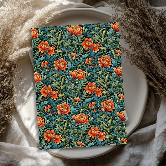 William Morris inspirierte Terracotta-Dusty Green Seidenpapier