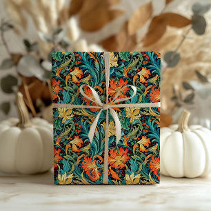 William Morris inspirierte Terracotta Pastellblau Geschenkpapier