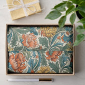 William Morris inspirierte Terracotta Pastellblau Seidenpapier (Geschenk)