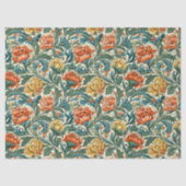 William Morris inspirierte Terracotta Pastellblau Seidenpapier (Vorderseite)