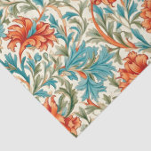 William Morris inspirierte Terracotta Pastellblau Seidenpapier (Detail)
