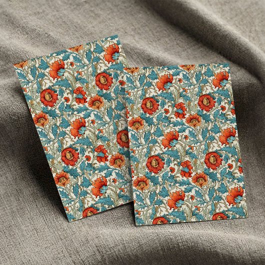 William Morris inspirierte Terracotta Pastellblau Seidenpapier