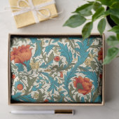 William Morris inspirierte Terracotta Pastellblau Seidenpapier (Geschenk)