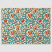 William Morris inspirierte Terracotta Pastellblau Seidenpapier (Vorderseite)