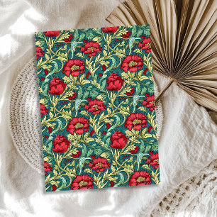 William Morris inspirierte weinrot und staubig grü Seidenpapier