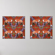 William Morris inspirierter Fuchs mit Mohnblume un