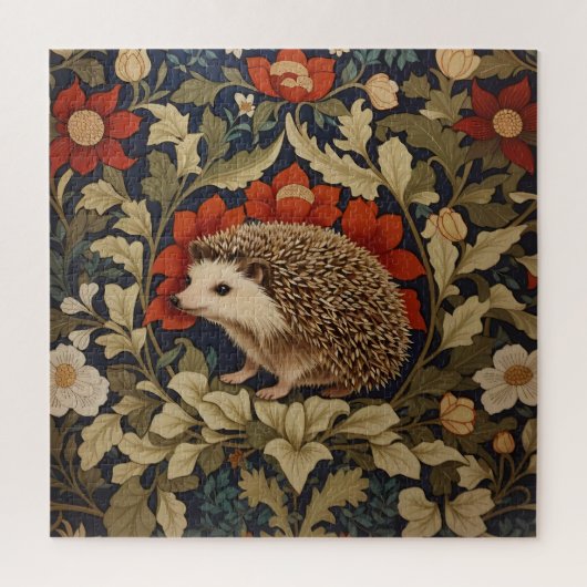 William Morris inspirierter Wald-Igel Puzzle (Vertikal)