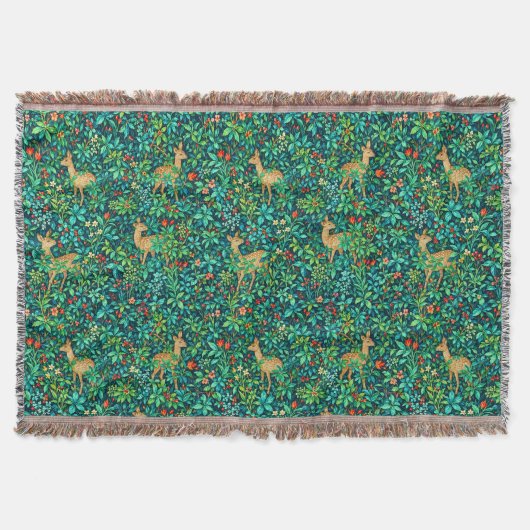 William Morris inspirierter Waldhirsch Decke (Vorderseite)