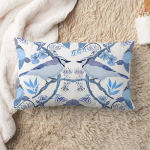 William Morris inspiriertes Bluejay Botanical Peri Lendenkissen