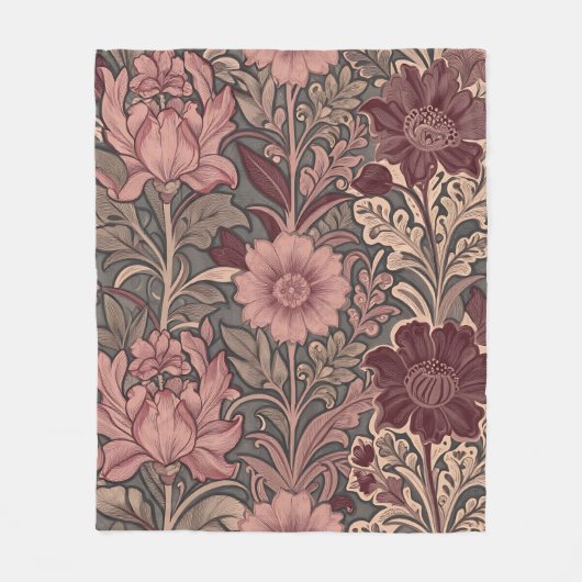 William Morris inspiriertes Blumenmuster Fleecedecke (Vorderseite)
