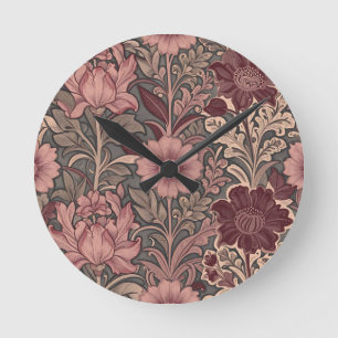 William Morris inspiriertes Blumenmuster Runde Wanduhr
