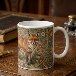 William Morris Inspiriertes Muster Fuchs in Blumen Kaffeetasse