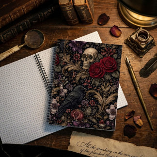 William Morris inspiriertes Muster gotische Schäde Notizblock