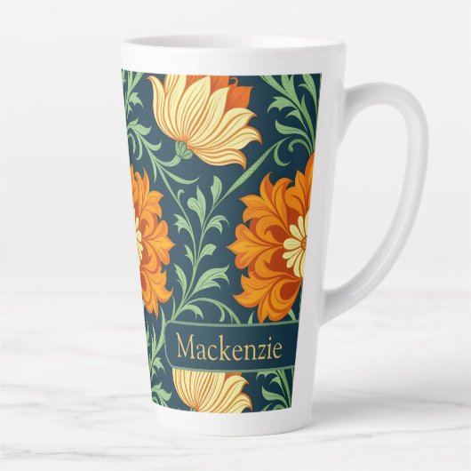 William Morris Inspiriertes Muster Orange Blume Milchtasse (Rechts)