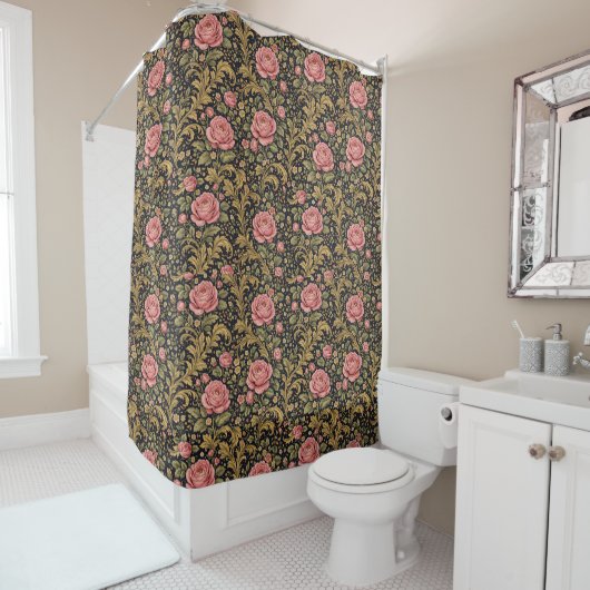 William Morris Inspiriertes Muster Rosa Rose Duschvorhang (Beispiel)
