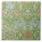 William Morris Iris Blume Foliage Birds Blue Fliese (Vorderseite)