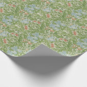 William Morris Iris Blume Foliage Birds Blue Geschenkpapier (Ecke)