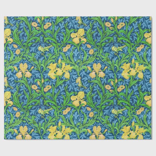 William Morris-Iris, Gelb und Kobalt-Blau Geschenkpapier (Flach)