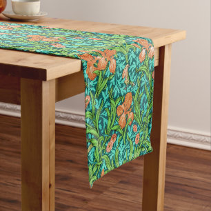 William Morris Iris Pattern, Orange und Türkis Kurzer Tischläufer