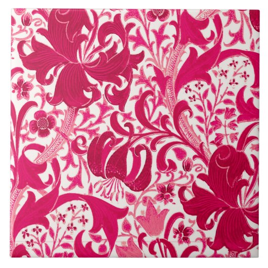William Morris Iris und Lilie, Fuchsia Rosa Fliese (Vorderseite)