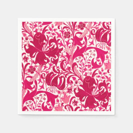 William Morris Iris und Lilie, Fuchsia Rosa Serviette (Vorderseite)